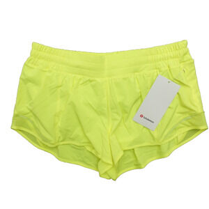 New Lululemon Size 12 Hotty Hot Low Rise LR Lined Short 2.5" HITE Highlighter